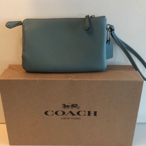 Coach Bags - Coach leather wristlet with double pouch’s. Blue Coach Bags - Coach leather wristlet with double pouch’s. Blue